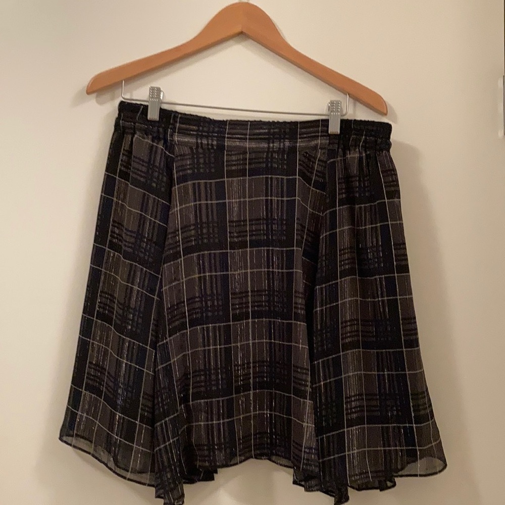 Joe Fresh skirt.  Size L.  Plaid metallic pattern.